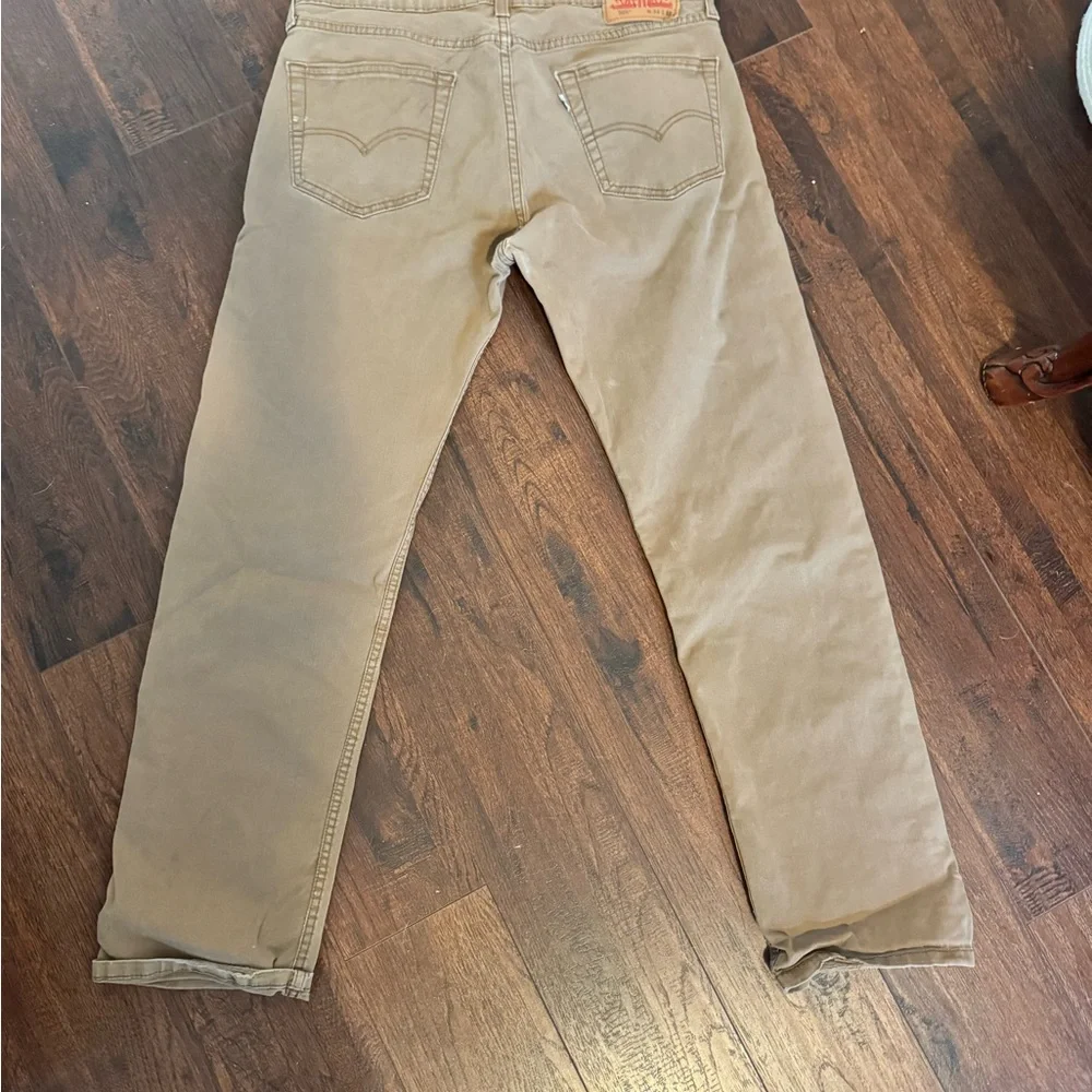 Levi's 505 Khaki Denim Jeans Distressed - Picture 4 of 10